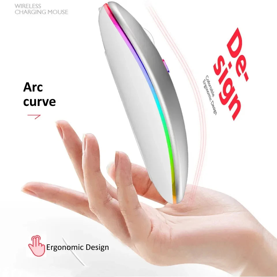 Prime Deal Zone wireless rechargeable silent LED backlit optical mouse with Bluetooth and 2.4GHz receiver for PC and laptop use