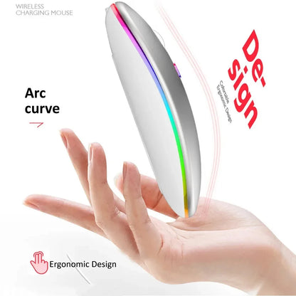 Prime Deal Zone wireless rechargeable silent LED backlit optical mouse with Bluetooth and 2.4GHz receiver for PC and laptop use