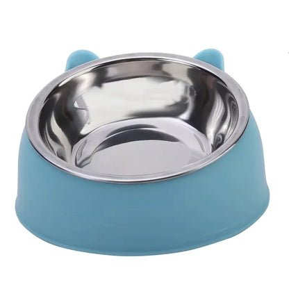 Prime Deal Zone stainless steel cat and dog inclined feeding bowl for kittens, puppies, and small pets, ideal for food and water.