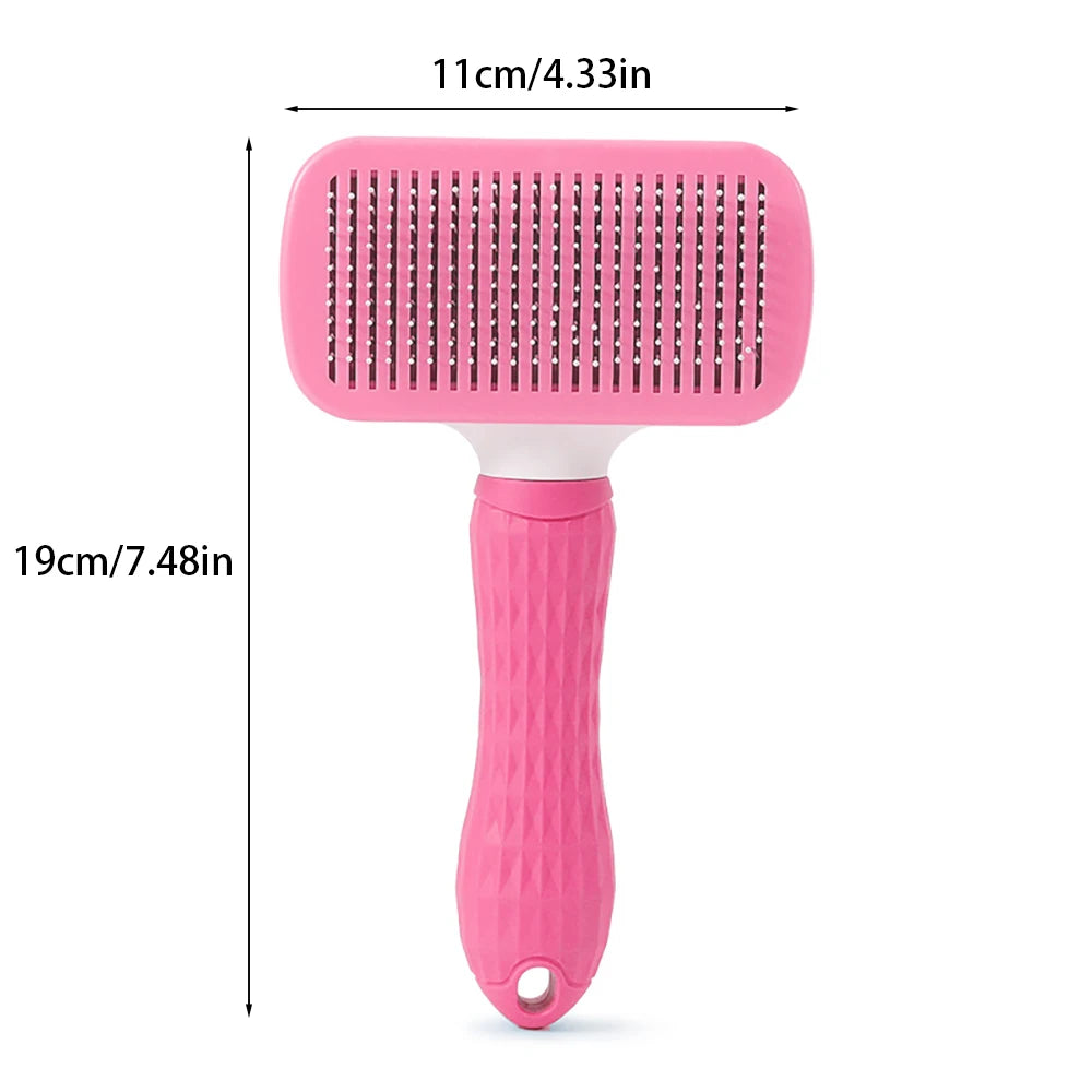 Prime Deal Zone self-cleaning pet dog and cat brush with dematting comb for grooming and removing pet hair.