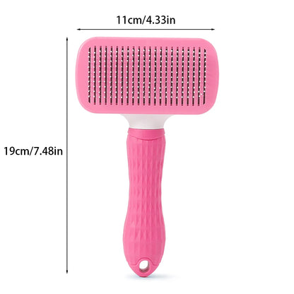 Prime Deal Zone self-cleaning pet dog and cat brush with dematting comb for grooming and removing pet hair.