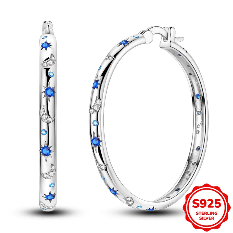 925 Sterling Silver Butterfly & Hoop Earrings — Coloured Zircon Accents