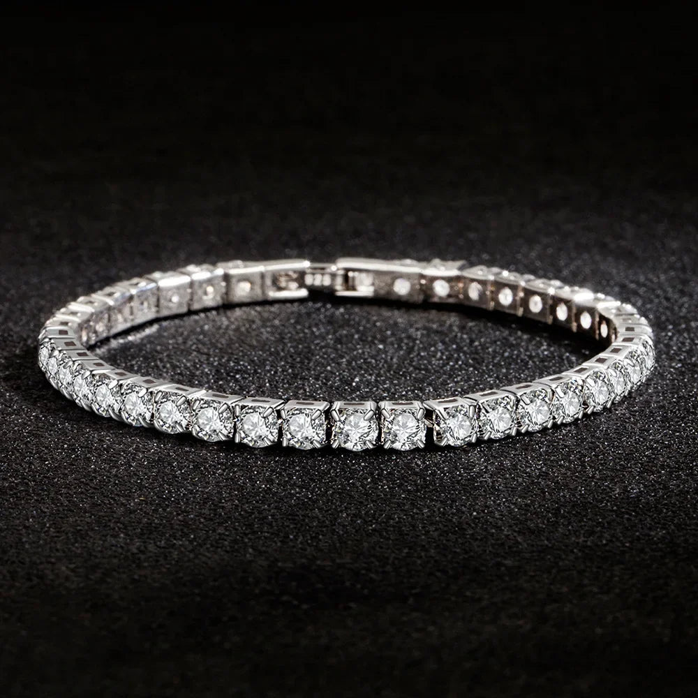 925 sterling silver CZ tennis bracelet, 4mm links - view 3