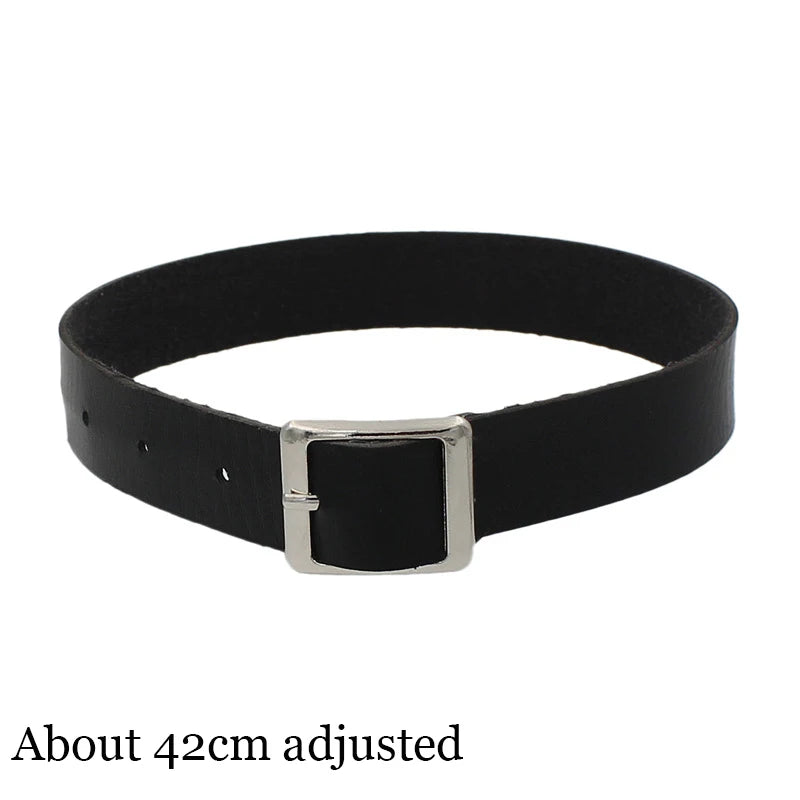black PU leather punk choker collar necklace, rivet detail - view 18
