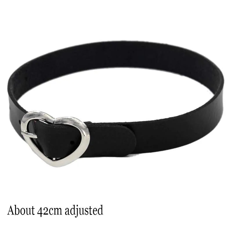 Black PU Leather Punk Choker Collar Necklace — Rivet Detail, Gothic Style