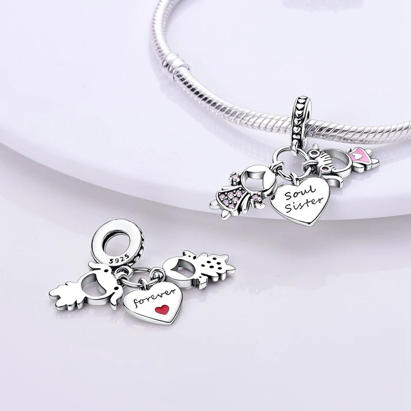 925 sterling silver charm beads, hearts and sweet love designs - view 15