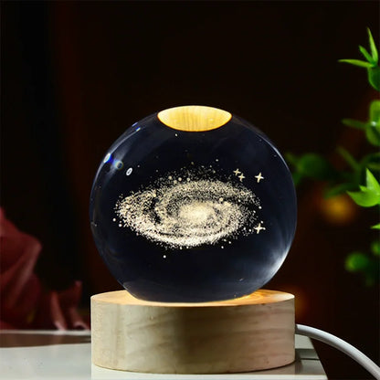 Prime Deal Zone crystal ball featuring 3D Saturn, Moon, and planets design, ideal for home decor and Valentine's Day gift.