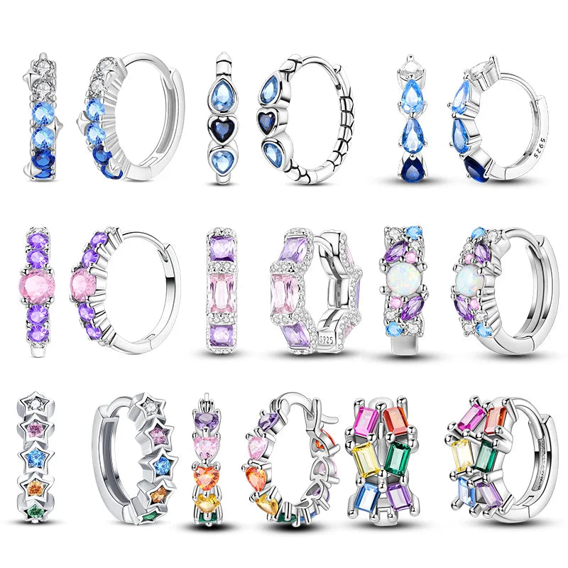 925 sterling silver zircon drop earrings, four-leaf clover and star - view 1