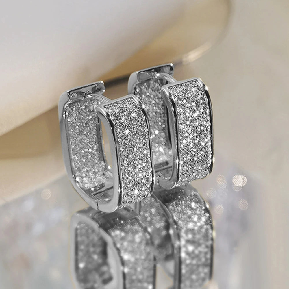 pave CZ hoop earrings, silver and gold tone - view 17