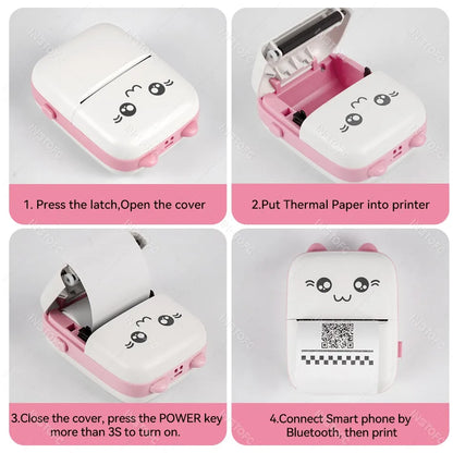 INSTOFC 58mm Mini Bluetooth Thermal Printer | Portable Photo, Label & Sticker Printer for iOS & Android