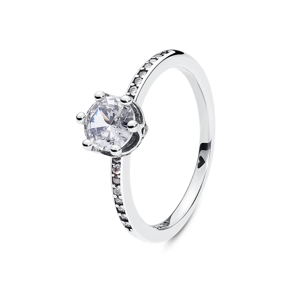 925 Sterling Silver Crown Heart Ring with Zircon