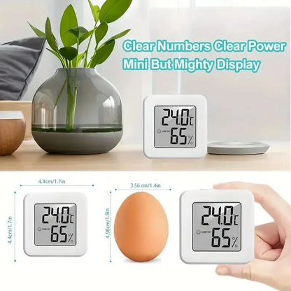 Indoor mini temperature and humidity meter by Prime Deal Zone with digital display, showing room temperature and humidity levels.