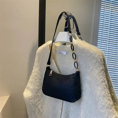 Women's elegant embossed felt handbag with chain strap, featuring a multifunctional design by Prime Deal Zone.
