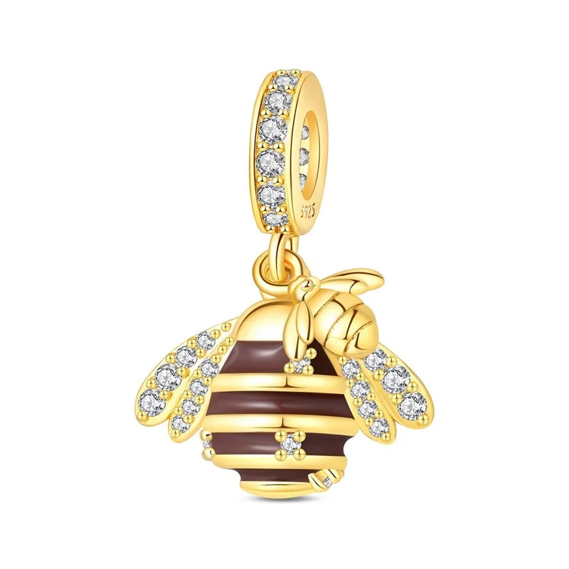 925 Sterling Silver Gold-Tone Charm Beads — Crosses, Bows & Mixed Designs