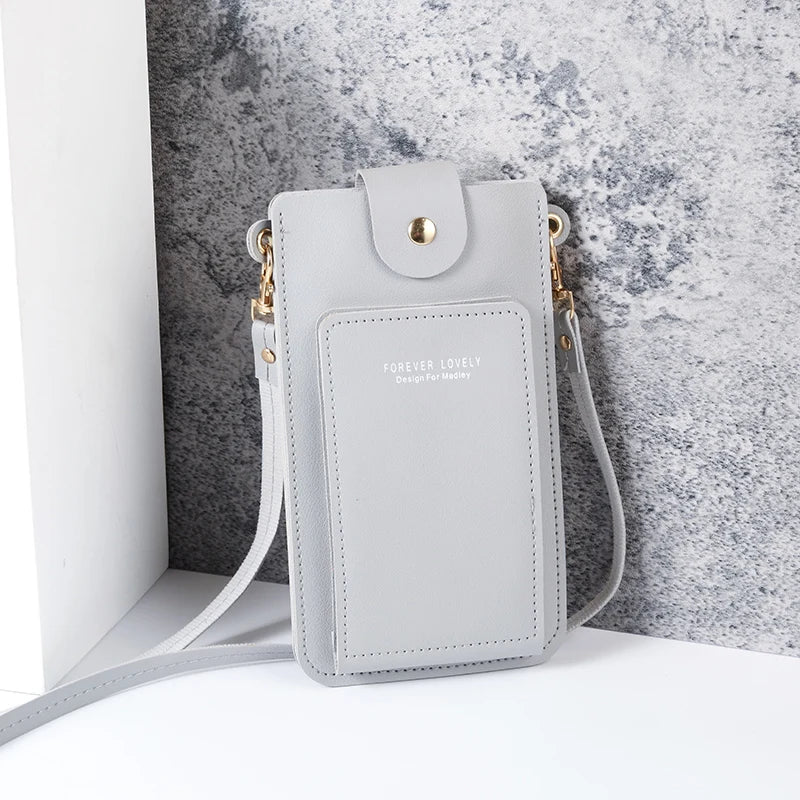 Prime Deal Zone 2024 solid color women's shoulder bag with mobile phone pocket, perfect for carrying cards and driver’s license.