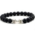 natural lava stone and alloy dumbbell bead bracelet - view 16