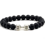 natural lava stone and alloy dumbbell bead bracelet - view 16