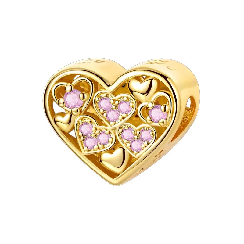 925 Sterling Silver Gold-Tone Charm Beads — Crosses, Bows & Mixed Designs