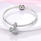925 Sterling Silver Dog Charm Bead with Zircon