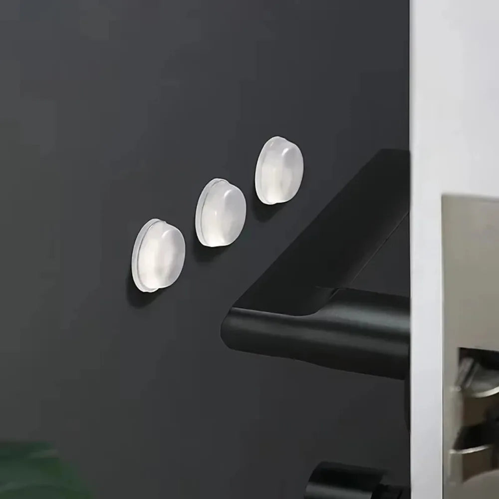 Set of 100 Prime Deal Zone self-adhesive rubber door stoppers and bumper pads, 6x2mm silicone furniture cushions for protection.