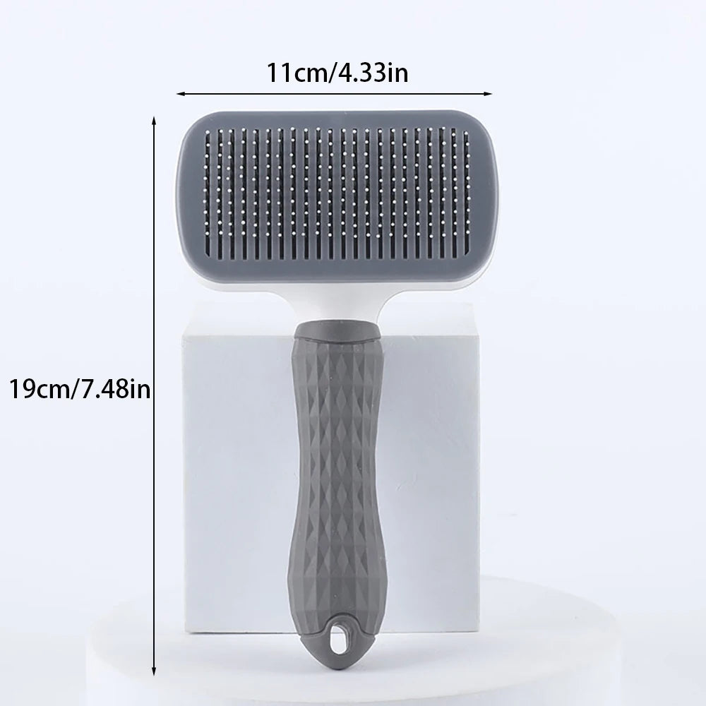 Prime Deal Zone self-cleaning pet dog and cat grooming brush with dematting comb for removing loose pet hair and grooming pets.