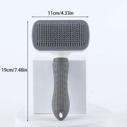 Prime Deal Zone self-cleaning pet dog and cat grooming brush with dematting comb for removing loose pet hair and grooming pets.