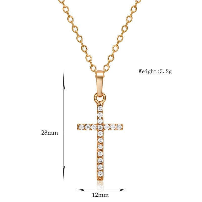 zircon cross pendant necklace, unisex hip hop chain - view 6