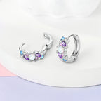 925 sterling silver butterfly hoop earrings, coloured zircon accents - view 18