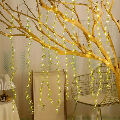 2-meter copper wire willow string lights with battery box, warm LED fairy lights for wedding and family gathering decorations