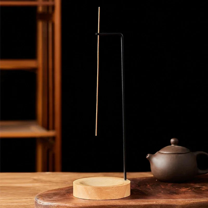 Wooden round incense burner and holder with creative upside-down design, ideal for bedroom, yoga, or home decor.