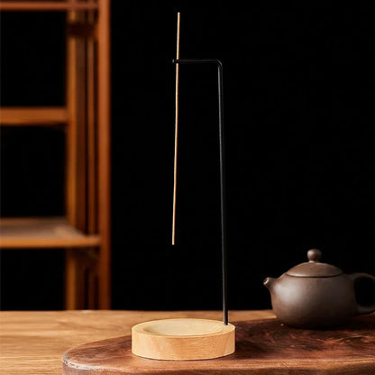 Wooden round incense burner and holder with creative upside-down design, ideal for bedroom, yoga, or home decor.