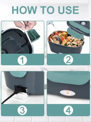 Prime Deal Zone 1.5L 60W electric portable lunch box and food warmer, leak-proof heater for car or home use.