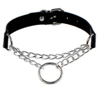 black PU leather punk choker collar necklace, rivet detail - view 5