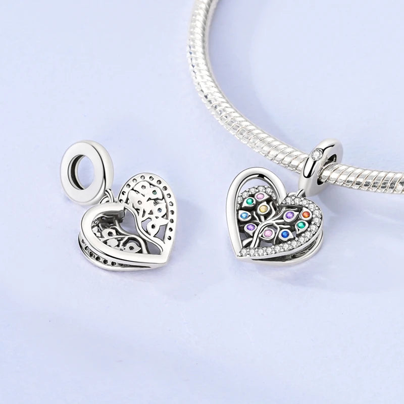 925 sterling silver charm beads, love family and life designs - view 15