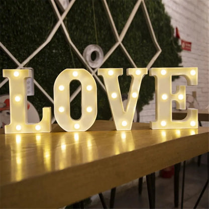 Prime Deal Zone luminous alphabet LED letter lamp for home decor, wedding, birthday, and Christmas party lighting.