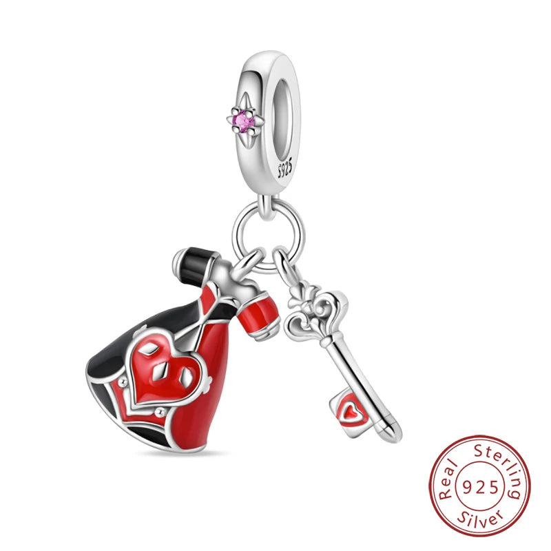 925 Sterling Silver Red Wine & Chili Charm Beads