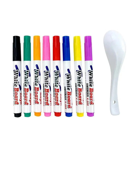 Colorful floating water pen set with magical ink and chalk art tools for kids, featuring floating color water painting and graffiti drawing.