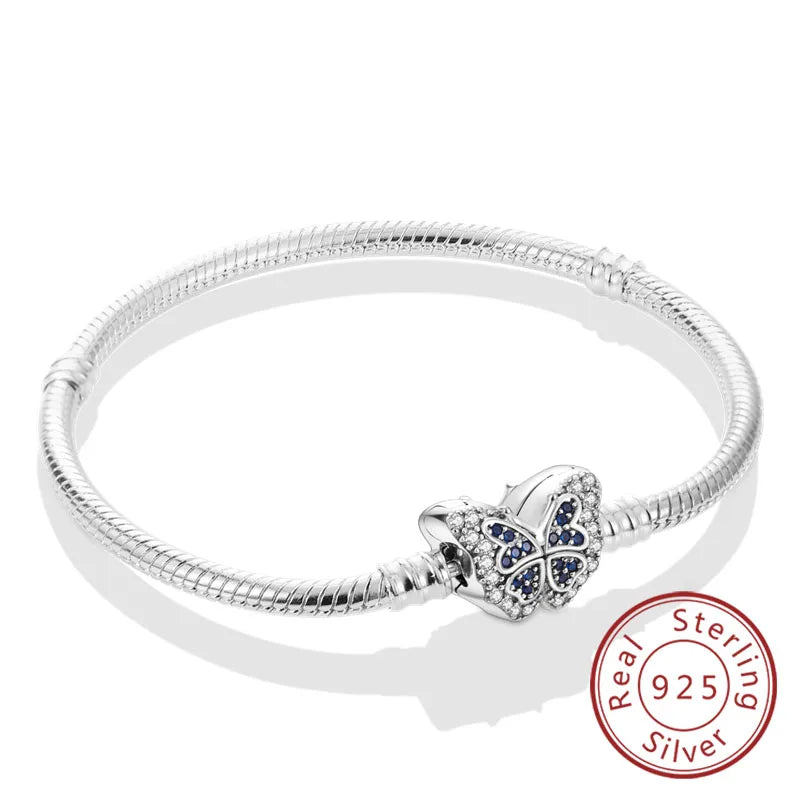 925 Sterling Silver Charm Bracelet — Pavé Zirconia, 17–20cm