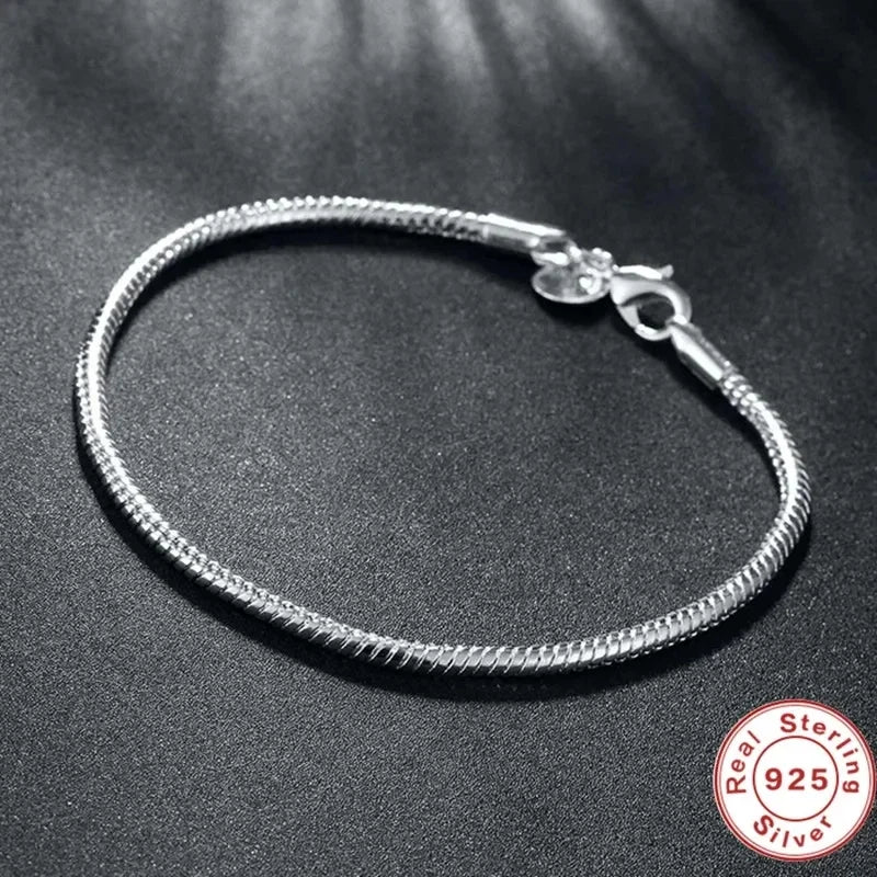 925 sterling silver snake chain bracelet, slim - view 11