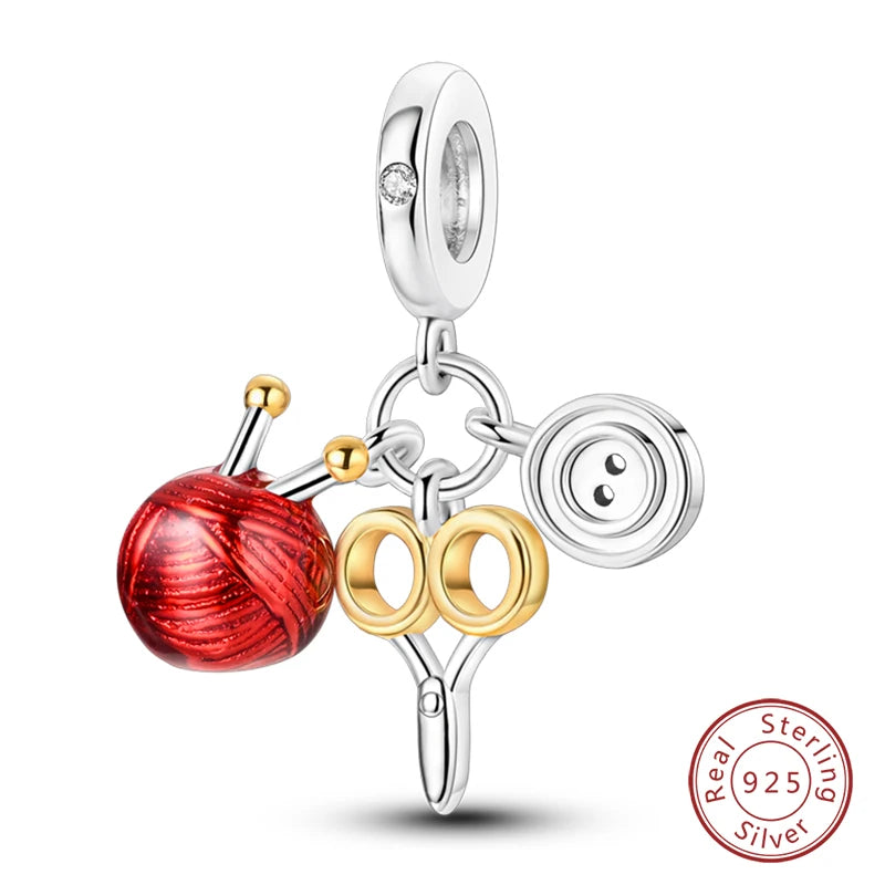 925 Sterling Silver Red Wine & Chili Charm Beads
