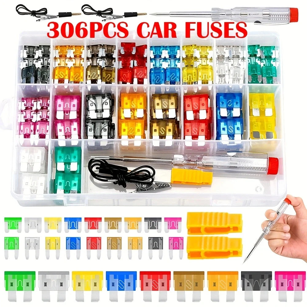 Prime Deal Zone fuse boxes, 60 and 120PCS, with or without medium fuses, packaged in bags, showing the fuse box arrangement.