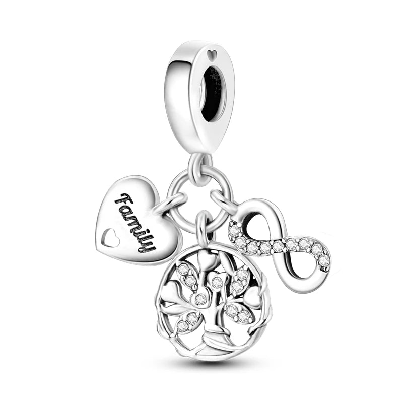 925 Sterling Silver Charm Beads — Mixed Dangle Designs