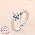 925 sterling silver zircon cocktail ring, geometric tension setting - view 1