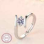 925 sterling silver zircon cocktail ring, geometric tension setting - view 1