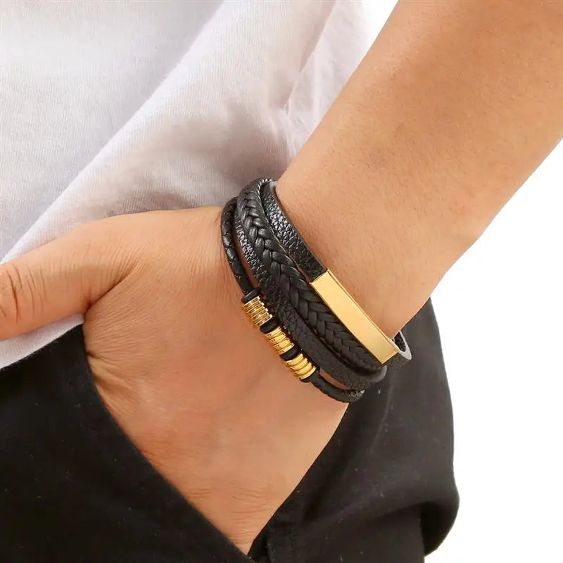 men's multi-layer woven leather bracelet - view 8