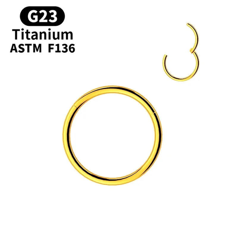 G23 titanium hinged hoop ring, nose cartilage and lip piercing - view 4
