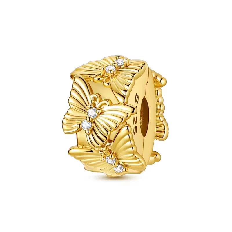 925 Sterling Silver Gold-Tone Charm Beads — Crosses, Bows & Mixed Designs