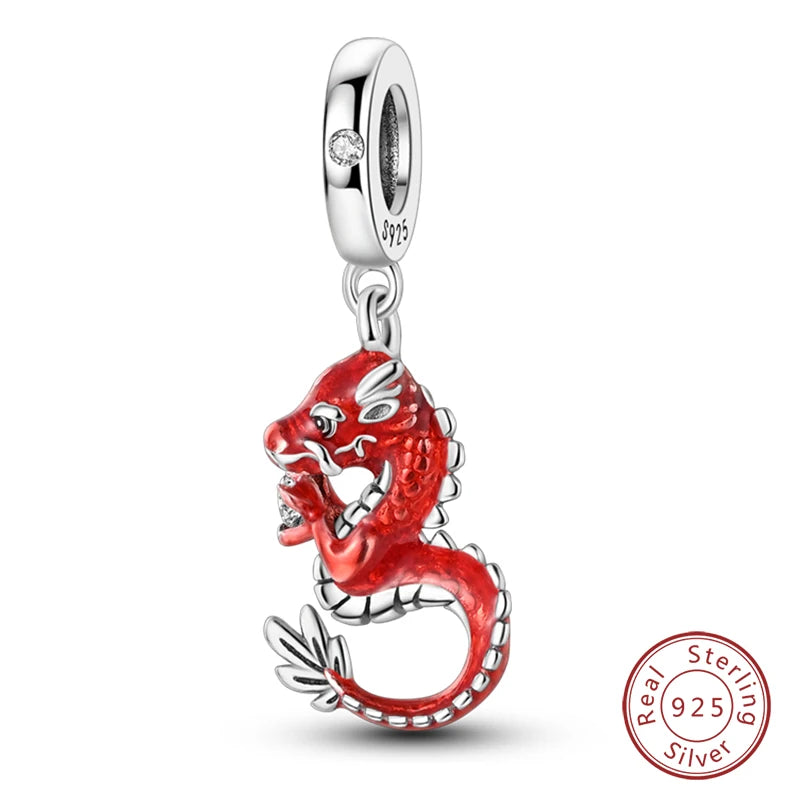 925 Sterling Silver Red Wine & Chili Charm Beads