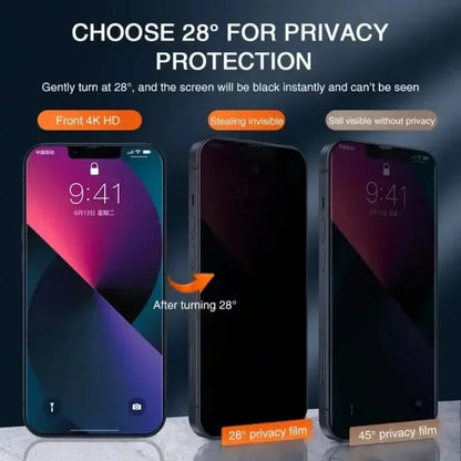 Prime Deal Zone 5-pack anti-peep privacy tempered glass screen protectors for iPhone 12 to 17 Pro Max, designed to block side viewing.