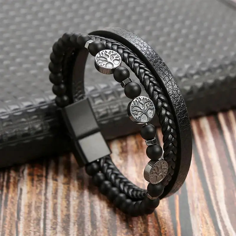 men's multi-layer woven leather bracelet - view 20